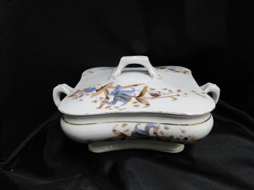 Marx & Gutherz 1537, Blue Flowers, Brown Leaves: Serving Bowl & Lid, As Is