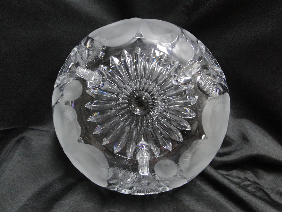 French Tazza, Etched Frosted Fruit: 3-Toed Serving Bowl, 8 3/4" x 5" Tall, As Is