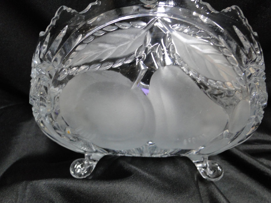 French Tazza, Etched Frosted Fruit: 3-Toed Serving Bowl, 8 3/4" x 5" Tall, As Is