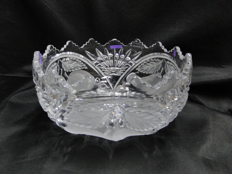 French Tazza, Etched Frosted Fruit: 3-Toed Serving Bowl, 8 3/4" x 5" Tall, As Is