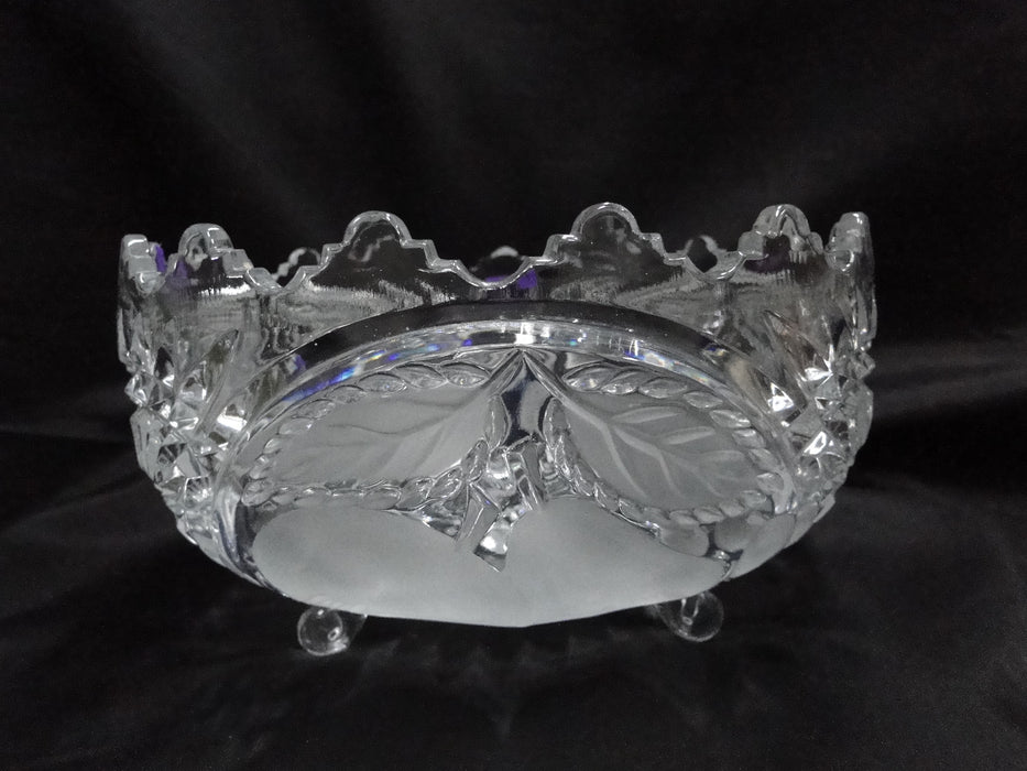 French Tazza, Etched Frosted Fruit: 3-Toed Serving Bowl, 8 3/4" x 5" Tall, As Is