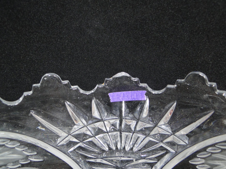 French Tazza, Etched Frosted Fruit: 3-Toed Serving Bowl, 8 3/4" x 5" Tall, As Is