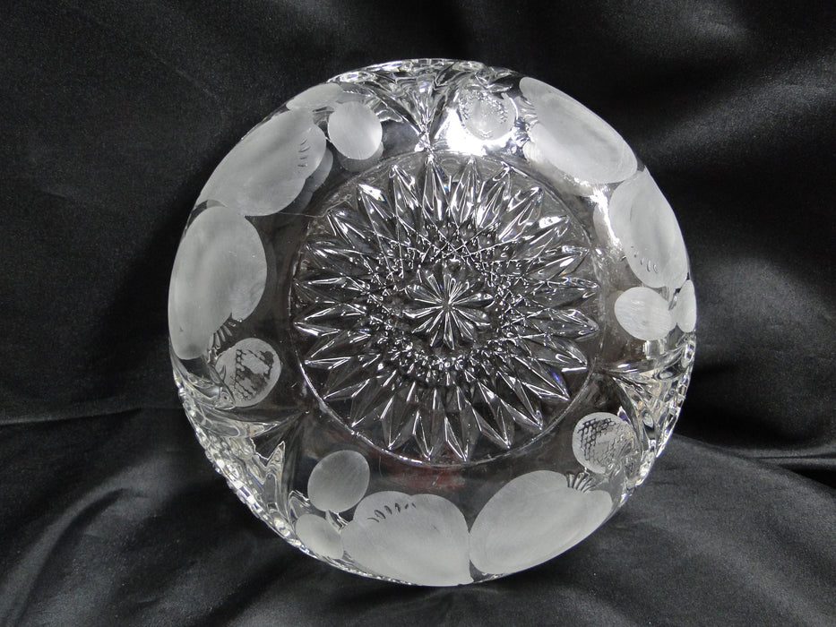French Tazza, Fruit, Etched: Round Serving Bowl, 8 1/2" x 3 3/4" Tall, As Is