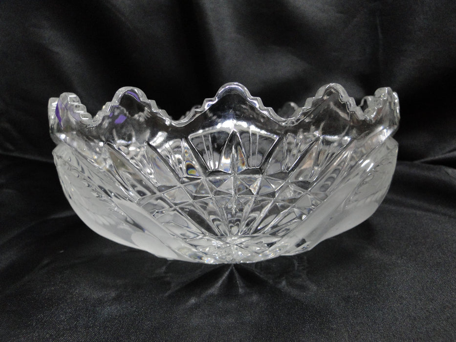 French Tazza, Fruit, Etched: Round Serving Bowl, 8 1/2" x 3 3/4" Tall, As Is