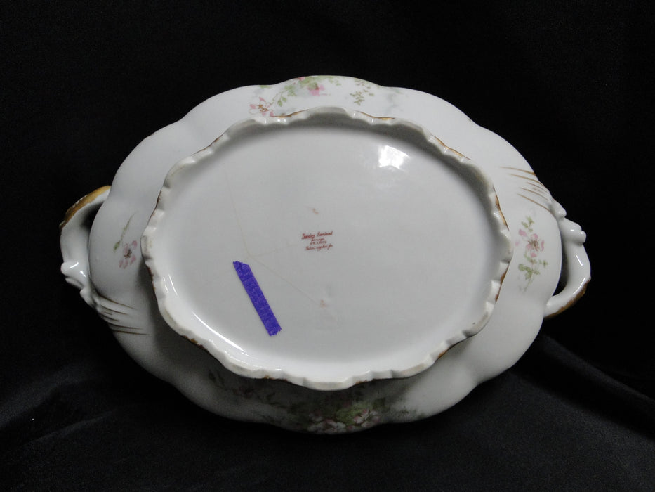 Haviland (Limoges) Schleiger 146, Gold Daubs: Oval Serving Bowl & Lid, As Is