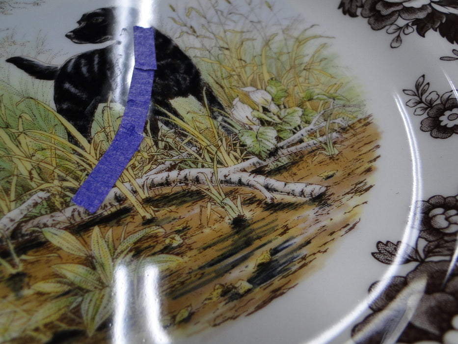 Spode Woodland Black Labrador Hunting Dog: Dinner Plate, 10 1/2", Flaw
