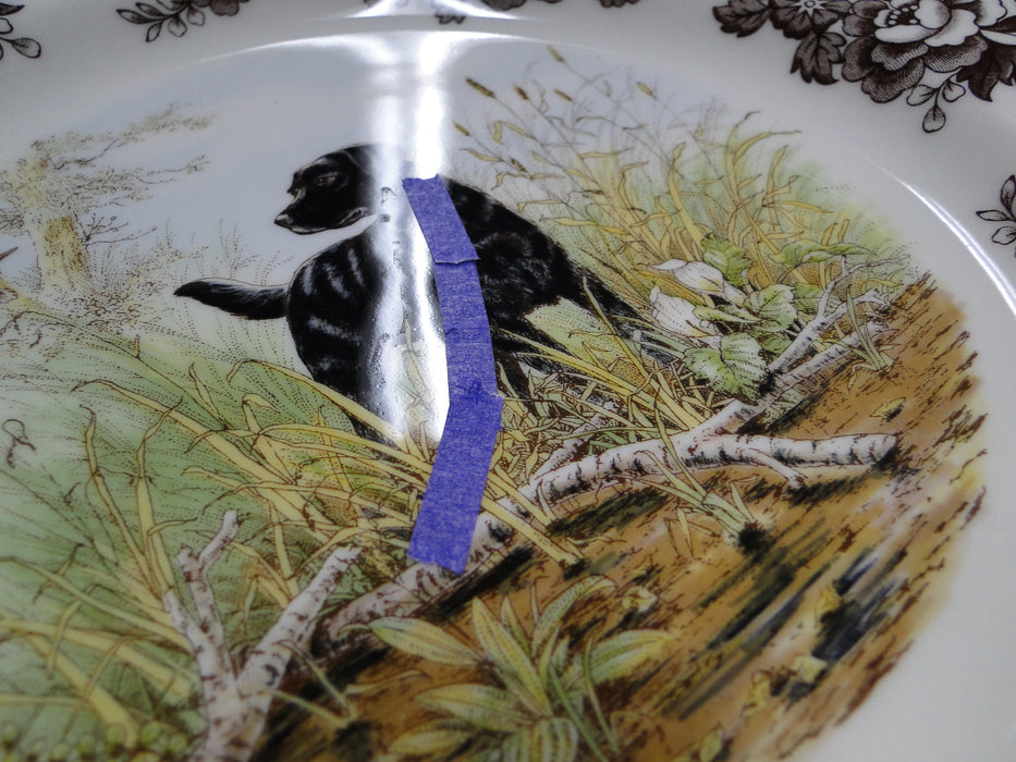 Spode Woodland Black Labrador Hunting Dog: Dinner Plate, 10 1/2", Flaw