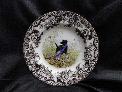 Spode Woodland Black Labrador Hunting Dog: Dinner Plate, 10 1/2", Flaw