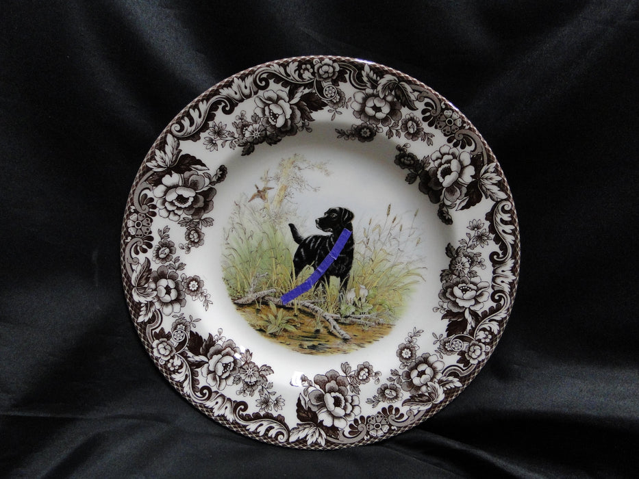 Spode Woodland Black Labrador Hunting Dog: Dinner Plate, 10 1/2", Flaw