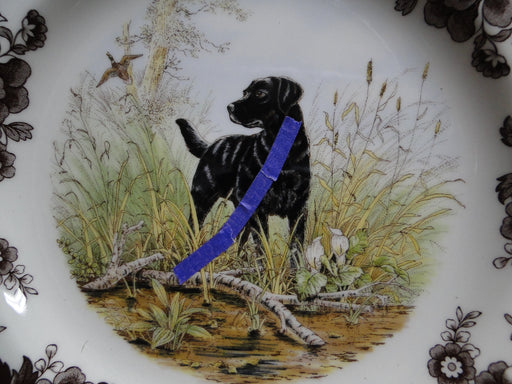 Spode Woodland Black Labrador Hunting Dog: Dinner Plate, 10 1/2", Flaw