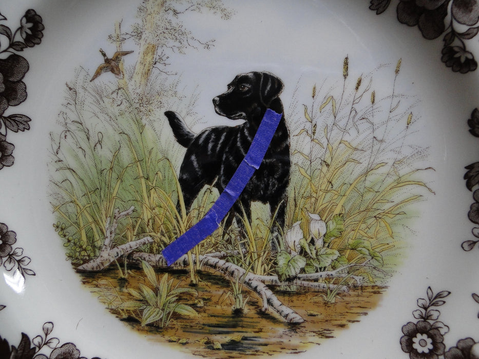Spode Woodland Black Labrador Hunting Dog: Dinner Plate, 10 1/2", Flaw
