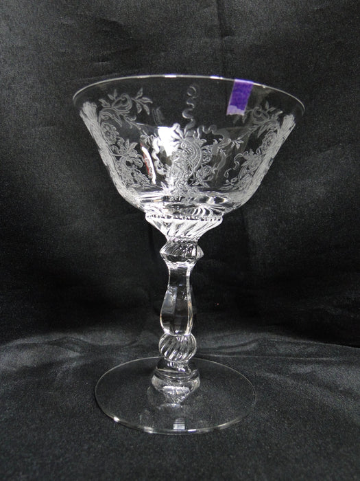 Heisey Rosalie #3408 Etched Floral: Champagne Sherbet, 5" Tall, As Is