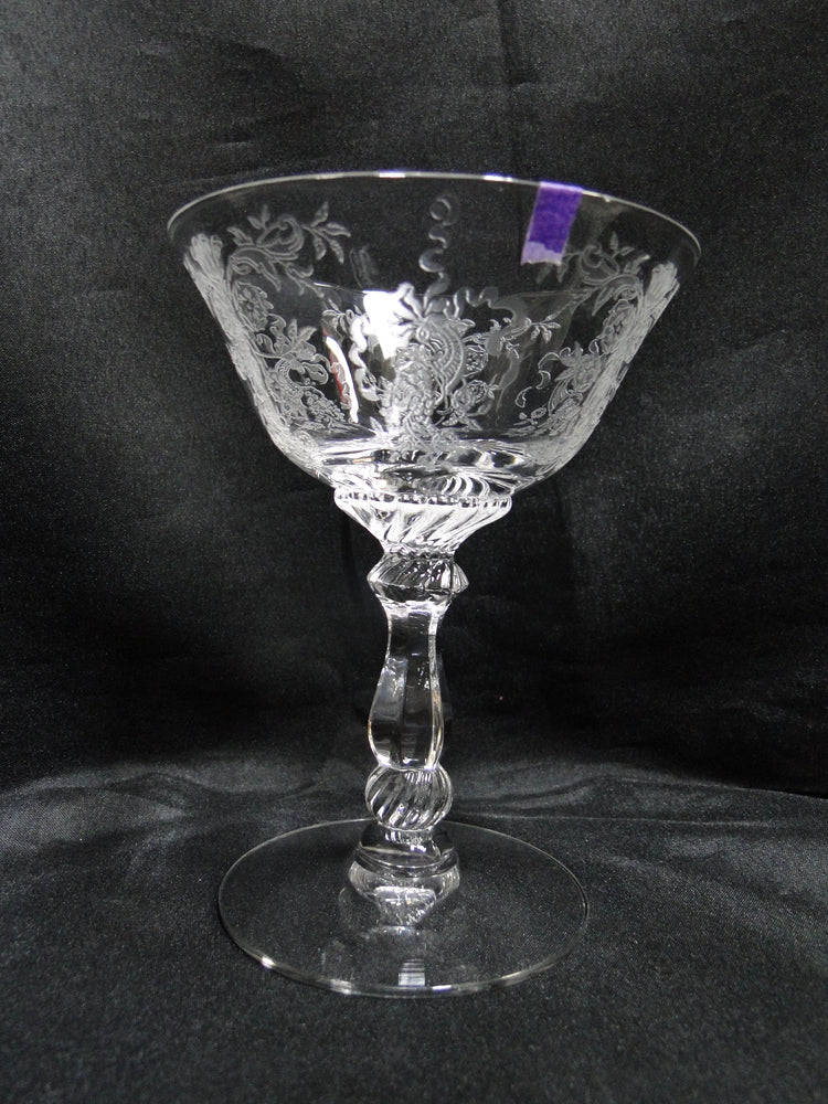Heisey Rosalie #3408 Etched Floral: Champagne Sherbet, 5" Tall, As Is