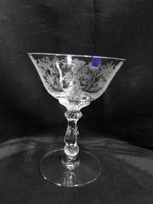 Heisey Rosalie #3408 Etched Floral: Champagne Sherbet, 5" Tall, As Is