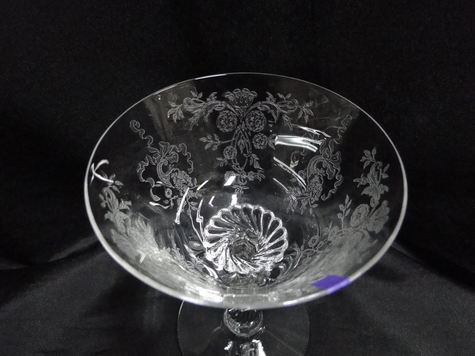 Heisey Rosalie #3408 Etched Floral: Champagne Sherbet, 5" Tall, As Is