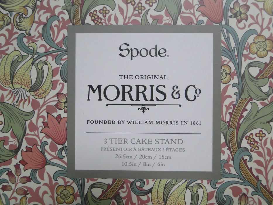 Spode Morris & Co Strawberry, Honeysuckle: NEW 3-Tier Tray / Cake Stand, Box