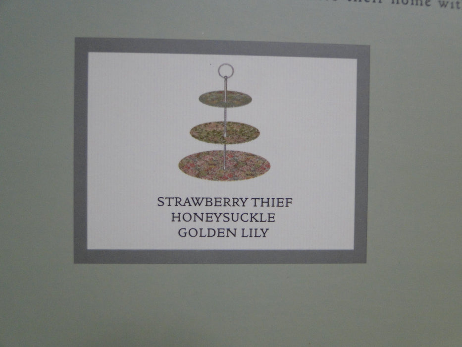 Spode Morris & Co Strawberry, Honeysuckle: NEW 3-Tier Tray / Cake Stand, Box