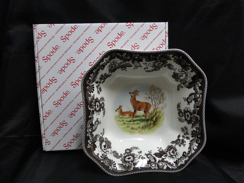 Spode Woodland Deer: NEW Square Serving / Salad Bowl, 9 1/2", Box