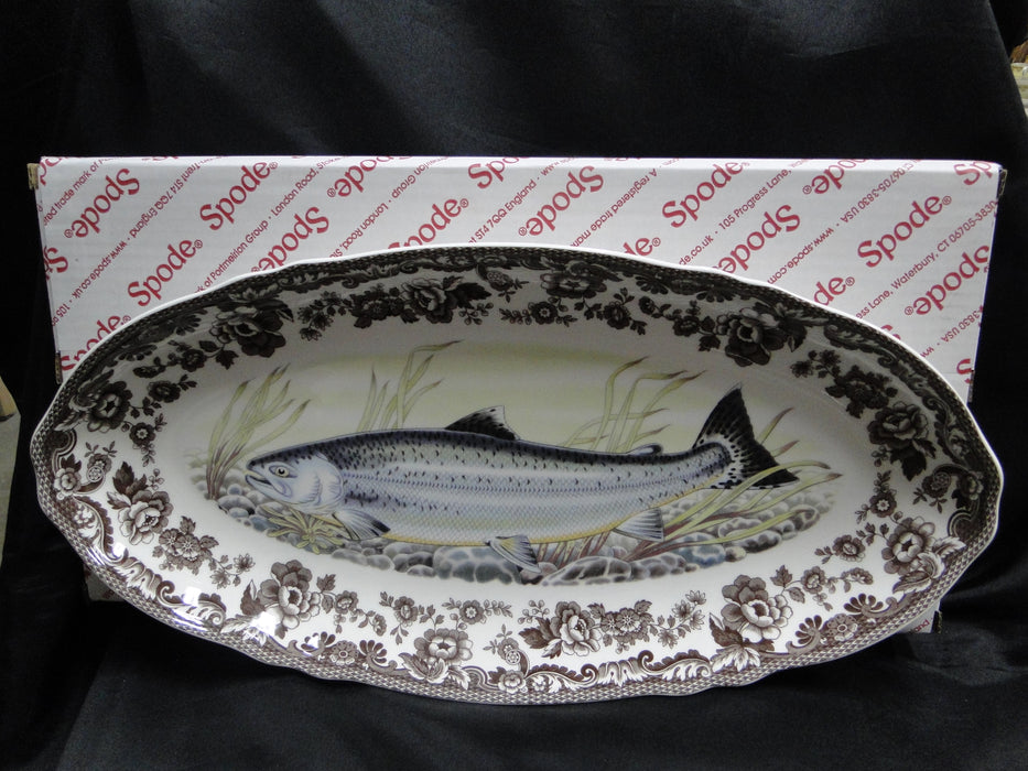 Spode Woodland King Salmon Fish: NEW Oval Platter, 18 1/2", Box