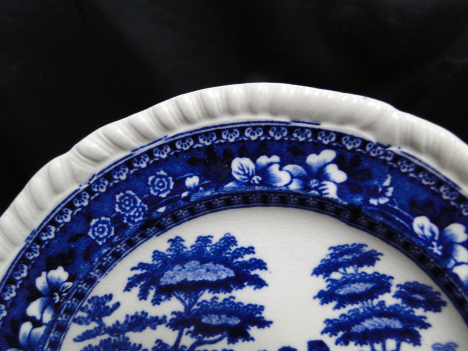 Copeland Spode's Tower Blue: Blue Flowers & Scene: Bread Plate, 5 1/2", Crazing
