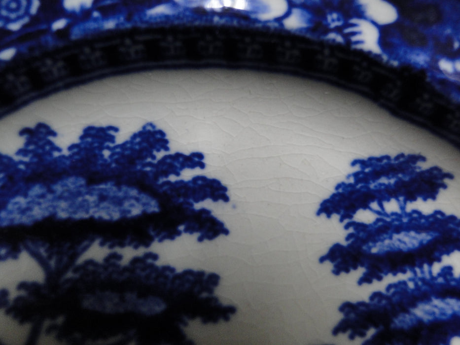 Copeland Spode's Tower Blue: Blue Flowers & Scene: Bread Plate, 5 1/2", Crazing