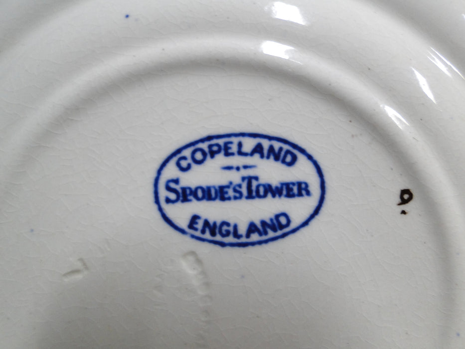 Copeland Spode's Tower Blue: Blue Flowers & Scene: Bread Plate, 5 1/2", Crazing