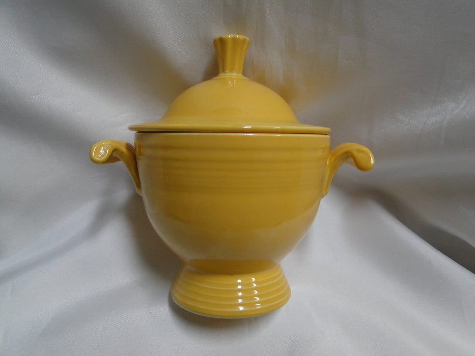 Homer Laughlin Fiesta (Old): Yellow Sugar Bowl & Lid, 5 1/8" Tall
