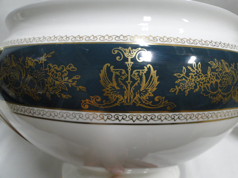 Wedgwood Columbia Blue & Gold, Dragons, Flowers: Tureen & Lid, 9 1/8", As Is