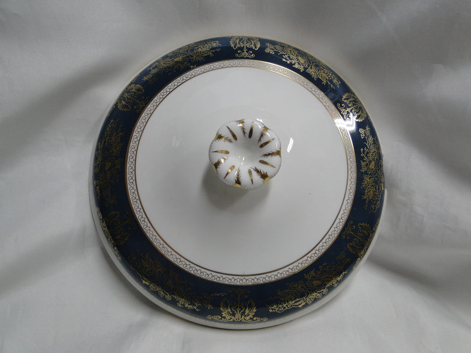 Wedgwood Columbia Blue & Gold, Dragons, Flowers: Tureen & Lid, 9 1/8", As Is