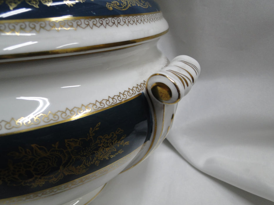 Wedgwood Columbia Blue & Gold, Dragons, Flowers: Tureen & Lid, 9 1/8", As Is