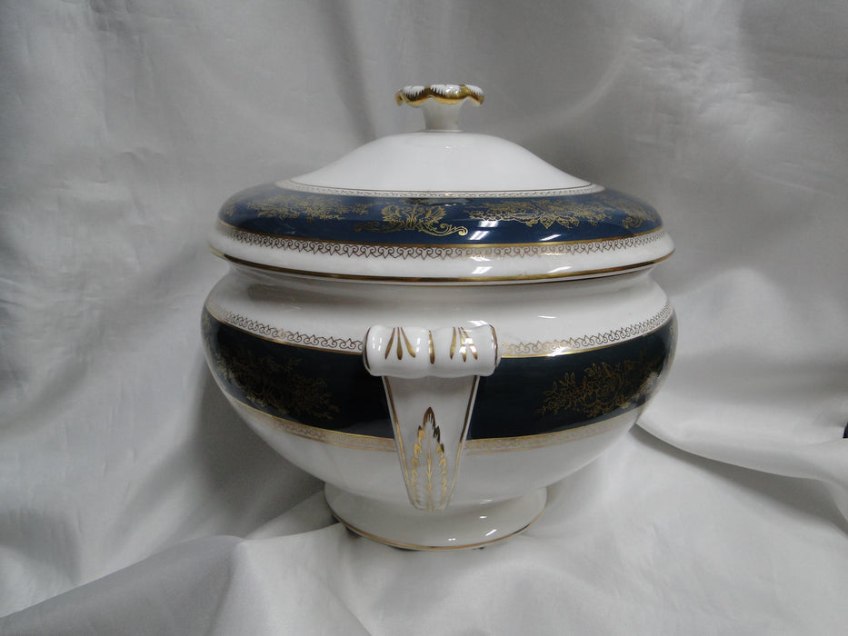 Wedgwood Columbia Blue & Gold, Dragons, Flowers: Tureen & Lid, 9 1/8", As Is