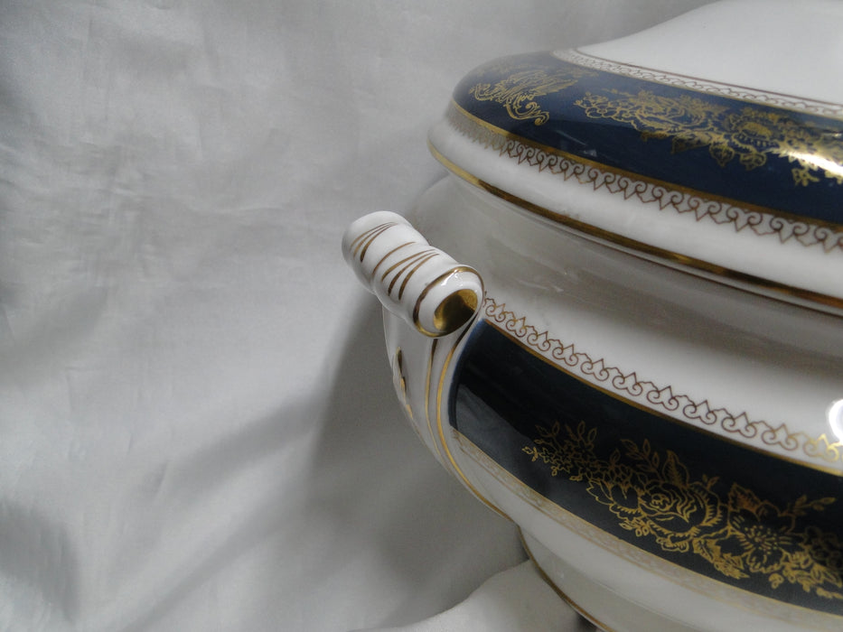 Wedgwood Columbia Blue & Gold, Dragons, Flowers: Tureen & Lid, 9 1/8", As Is