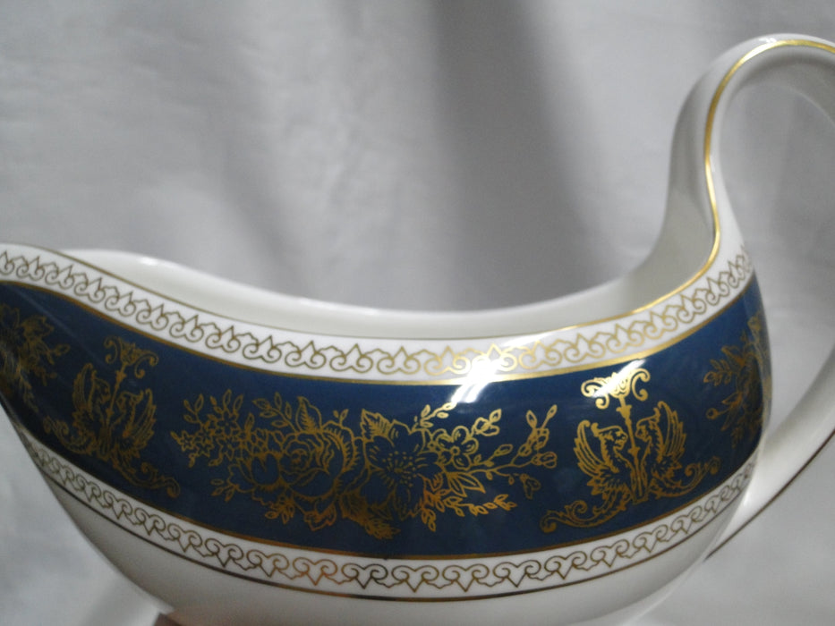 Wedgwood Columbia Blue & Gold, Dragons, Flowers: Gravy Boat