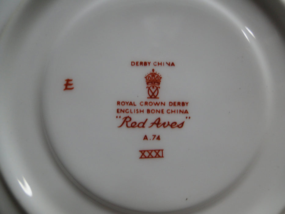 Royal Crown Derby Red Aves, Birds: Footed Cup & Saucer Set (s), 2 3/8"