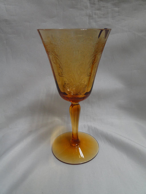 Fostoria Vesper Amber, Etch #275, Stem #5093: Water or Wine, 7 1/4", As Is