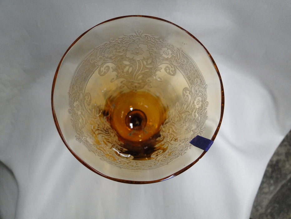 Fostoria Vesper Amber, Etch #275, Stem #5093: Water or Wine, 7 1/4", As Is