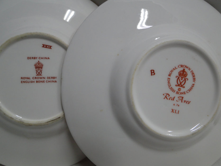 Royal Crown Derby Red Aves, Birds: Flat Demitasse Cup & Saucer Set (s), 2 1/4"