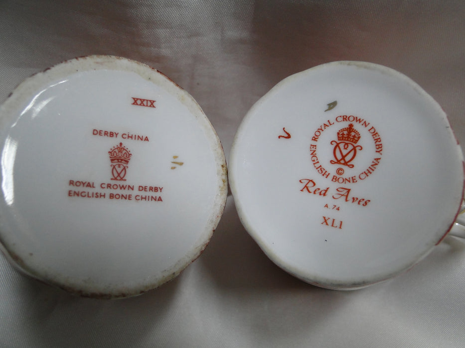Royal Crown Derby Red Aves, Birds: Flat Demitasse Cup & Saucer Set (s), 2 1/4"