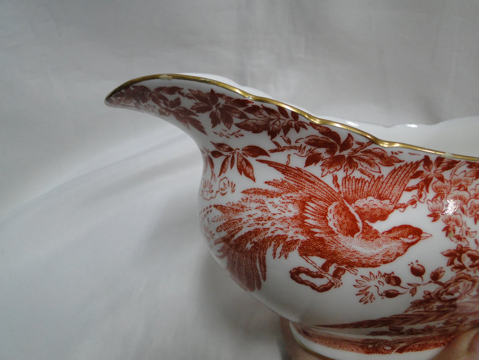 Royal Crown Derby Red Aves, Birds: Oval Gravy Boat Only, Flaw on Handle