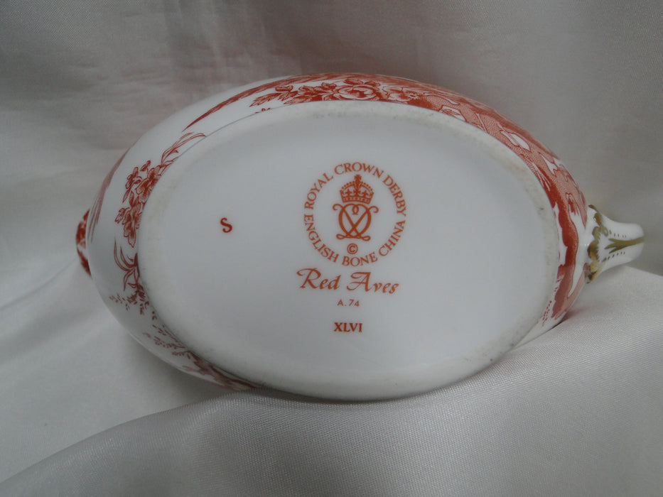 Royal Crown Derby Red Aves, Birds: Oval Gravy Boat Only, Flaw on Handle