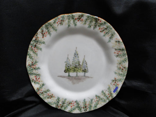Arte Italica Natale, Snowy Evergreen Trees: Dinner Plate (s), 12", Flaw