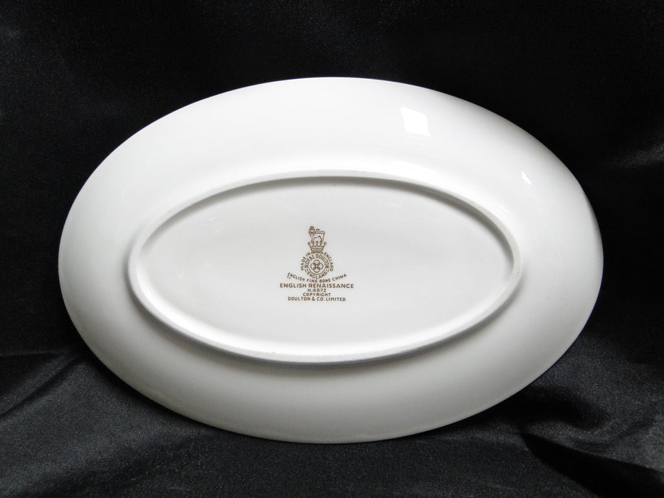 Royal Doulton English Renaissance, Green Scrolls: Gravy Boat w/ Separate Plate