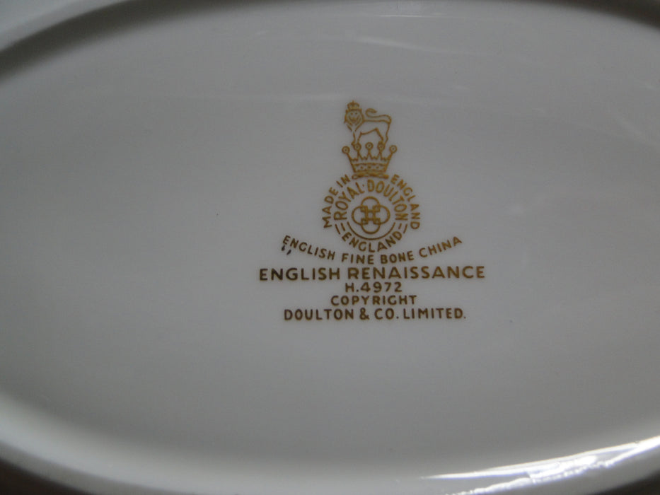Royal Doulton English Renaissance, Green Scrolls: Gravy Boat w/ Separate Plate