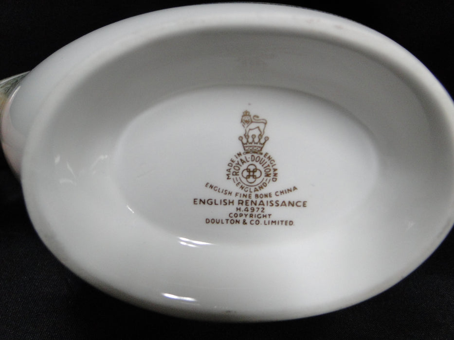 Royal Doulton English Renaissance, Green Scrolls: Gravy Boat w/ Separate Plate