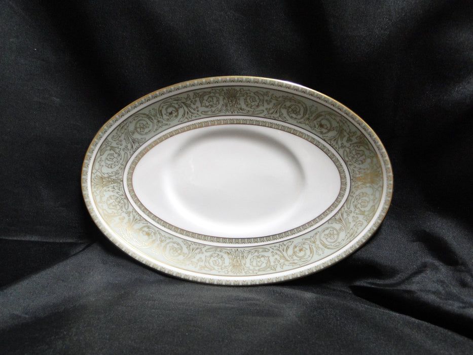 Royal Doulton English Renaissance, Green Scrolls: Gravy Boat w/ Separate Plate