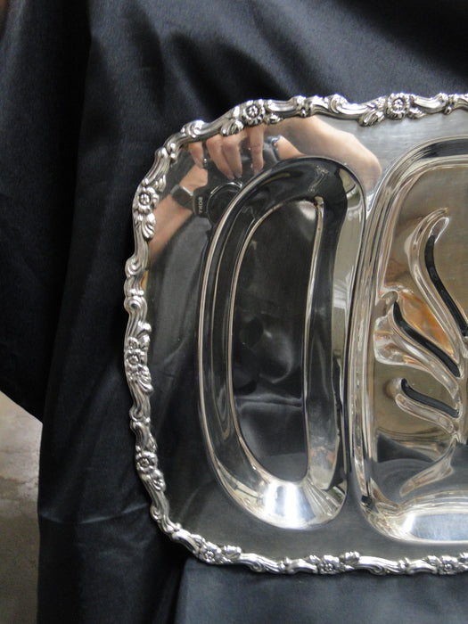 Oneida Royal Provincial Silverplate: 3-Part Footed Meat Platter, 19 1/2"