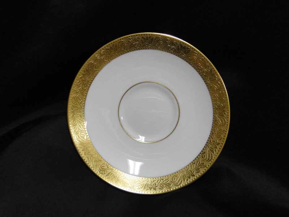 Wedgwood Ascot: White, Gold Encrusted: Cup & Saucer Set (s), 2 1/4" Tall
