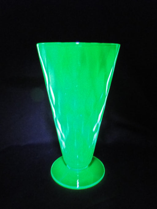 Vaseline Glass, Green, Diamond Optic: Iced Tea (s), 6 1/8", CR#035, As Is