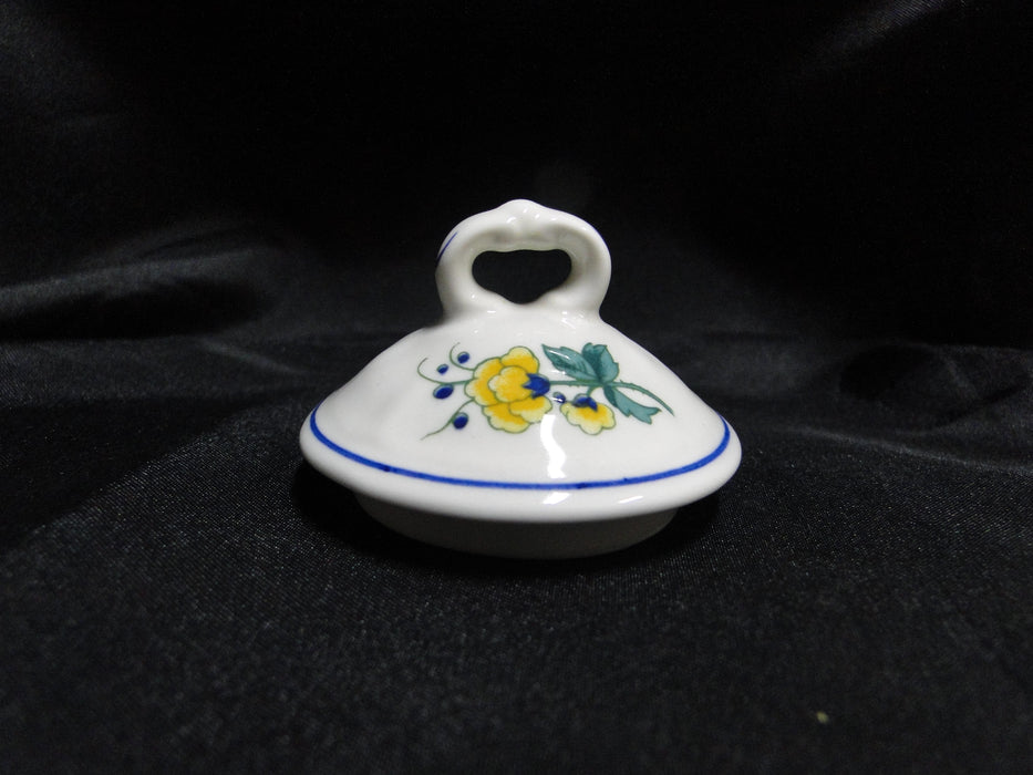 Villeroy & Boch Phoenix Blau, Birds & Florals: Mini Sugar Bowl & Lid, 3" Tall