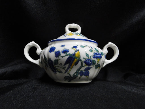 Villeroy & Boch Phoenix Blau, Birds & Florals: Mini Sugar Bowl & Lid, 3" Tall